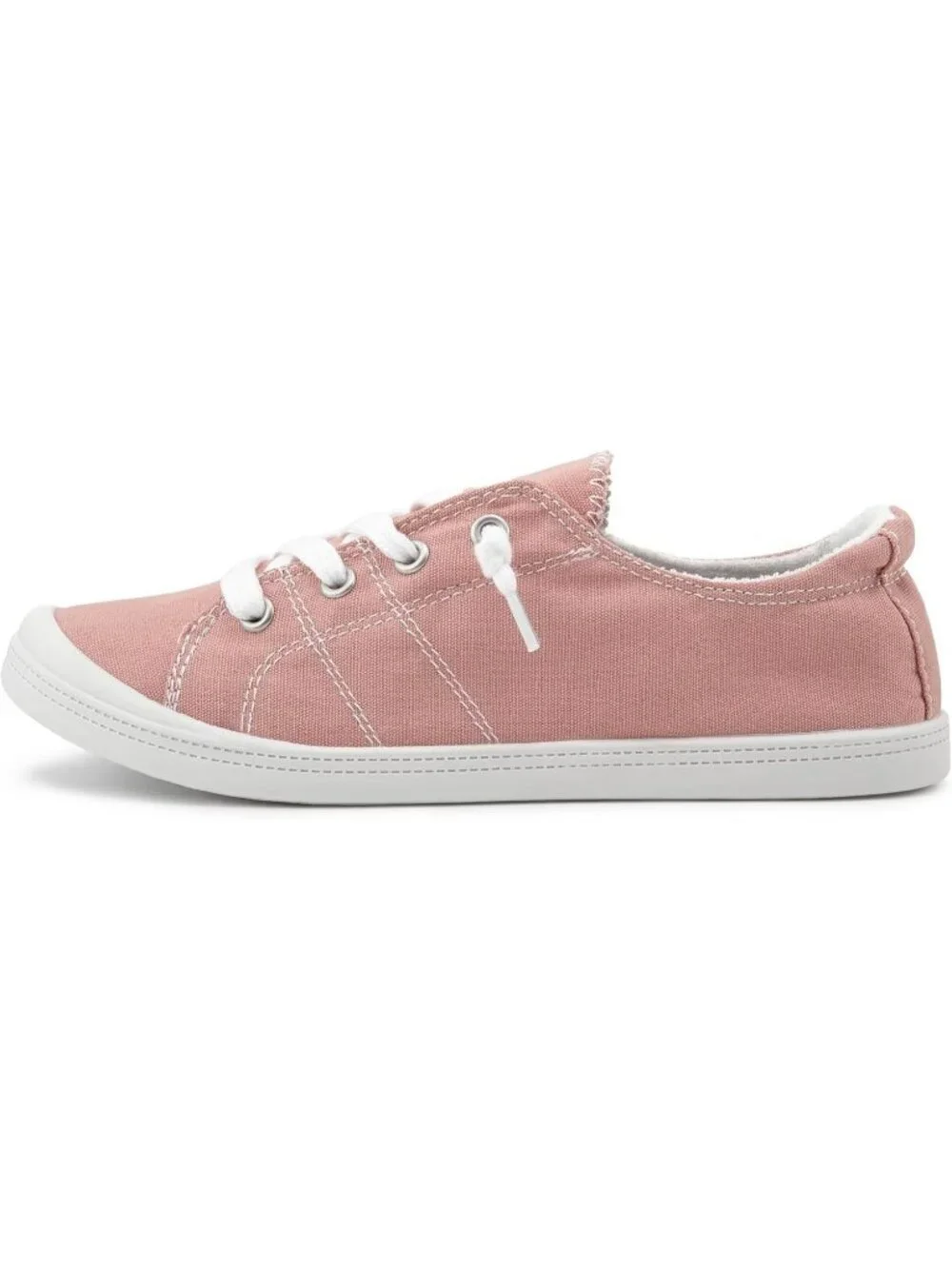 Women's Pink Canvas Low Top Casual Classic Non Slip Rubber Outsole Flat Sneakers